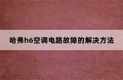 哈弗h6空调电路故障的解决方法