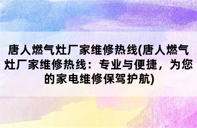 唐人燃气灶厂家维修热线(唐人燃气灶厂家维修热线：专业与便捷，为您的家电维修保驾护航)