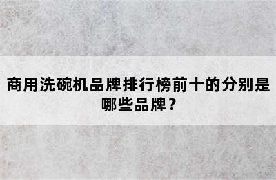 商用洗碗机品牌排行榜前十的分别是哪些品牌？