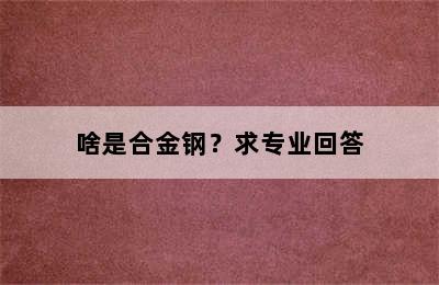 啥是合金钢？求专业回答