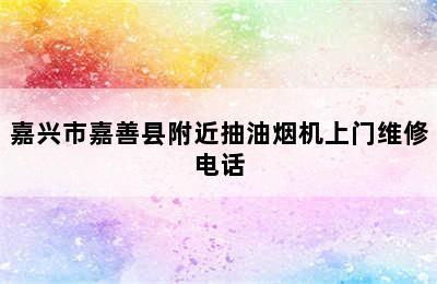 嘉兴市嘉善县附近抽油烟机上门维修电话