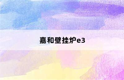 嘉和壁挂炉e3