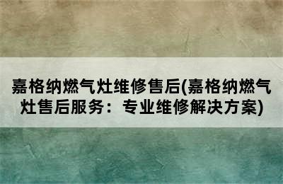 嘉格纳燃气灶维修售后(嘉格纳燃气灶售后服务：专业维修解决方案)