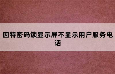 因特密码锁显示屏不显示用户服务电话