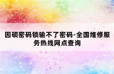 因硕密码锁输不了密码-全国维修服务热线网点查询