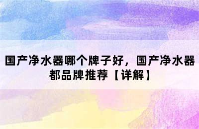 国产净水器哪个牌子好，国产净水器都品牌推荐【详解】