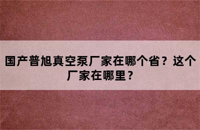 国产普旭真空泵厂家在哪个省？这个厂家在哪里？