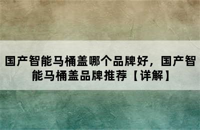 国产智能马桶盖哪个品牌好，国产智能马桶盖品牌推荐【详解】