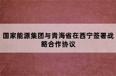 国家能源集团与青海省在西宁签署战略合作协议