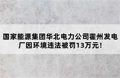 国家能源集团华北电力公司霍州发电厂因环境违法被罚13万元！