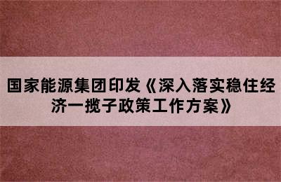 国家能源集团印发《深入落实稳住经济一揽子政策工作方案》