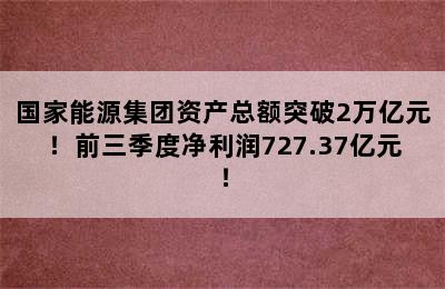 国家能源集团资产总额突破2万亿元！前三季度净利润727.37亿元！