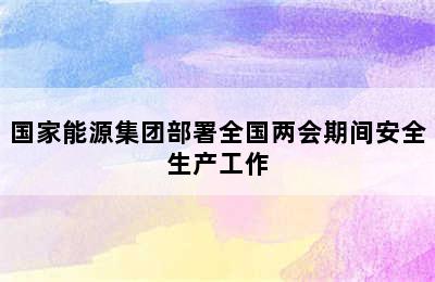 国家能源集团部署全国两会期间安全生产工作