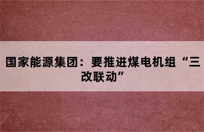 国家能源集团：要推进煤电机组“三改联动”