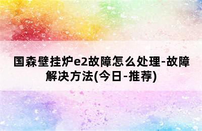 国森壁挂炉e2故障怎么处理-故障解决方法(今日-推荐)