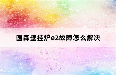 国森壁挂炉e2故障怎么解决