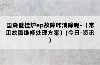 国森壁挂炉ep故障咋消除呢-（常见故障维修处理方案）(今日-资讯)