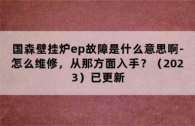 国森壁挂炉ep故障是什么意思啊-怎么维修，从那方面入手？（2023）已更新