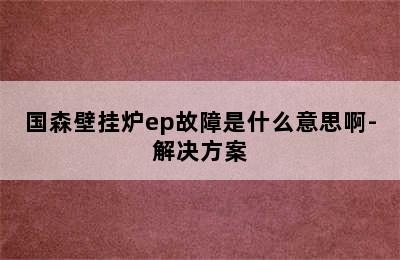 国森壁挂炉ep故障是什么意思啊-解决方案