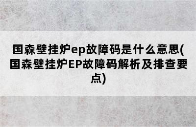 国森壁挂炉ep故障码是什么意思(国森壁挂炉EP故障码解析及排查要点)