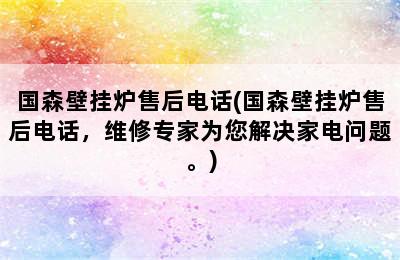 国森壁挂炉售后电话(国森壁挂炉售后电话，维修专家为您解决家电问题。)