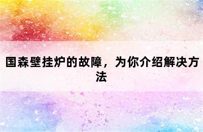 国森壁挂炉的故障，为你介绍解决方法