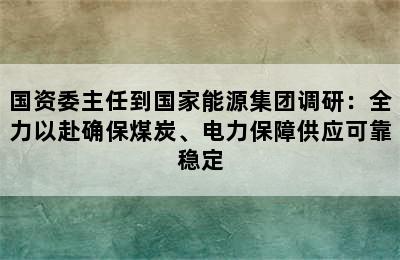 国资委主任到国家能源集团调研：全力以赴确保煤炭、电力保障供应可靠稳定