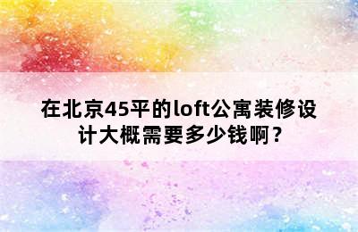 在北京45平的loft公寓装修设计大概需要多少钱啊？