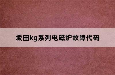 坂田kg系列电磁炉故障代码