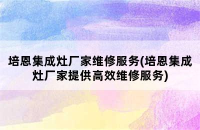 培恩集成灶厂家维修服务(培恩集成灶厂家提供高效维修服务)