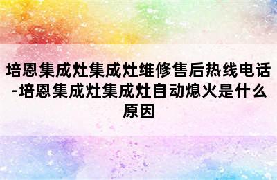 培恩集成灶集成灶维修售后热线电话-培恩集成灶集成灶自动熄火是什么原因