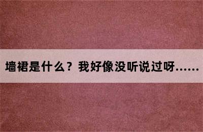 墙裙是什么？我好像没听说过呀……