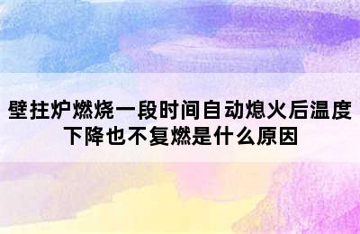 壁拄炉燃烧一段时间自动熄火后温度下降也不复燃是什么原因