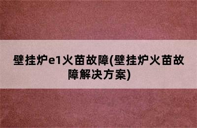 壁挂炉e1火苗故障(壁挂炉火苗故障解决方案)