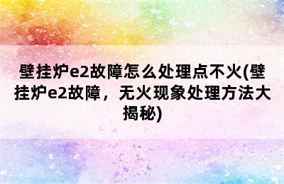 壁挂炉e2故障怎么处理点不火(壁挂炉e2故障，无火现象处理方法大揭秘)