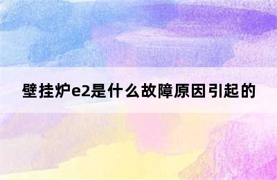 壁挂炉e2是什么故障原因引起的