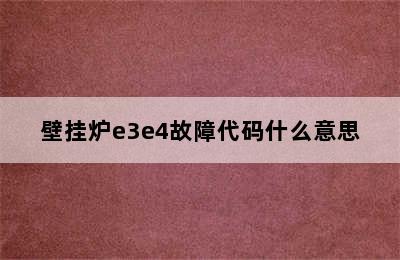 壁挂炉e3e4故障代码什么意思