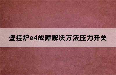 壁挂炉e4故障解决方法压力开关