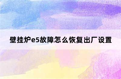 壁挂炉e5故障怎么恢复出厂设置