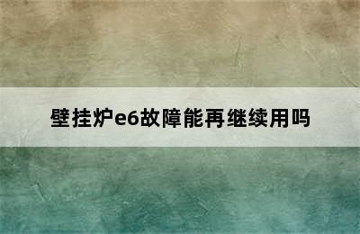 壁挂炉e6故障能再继续用吗