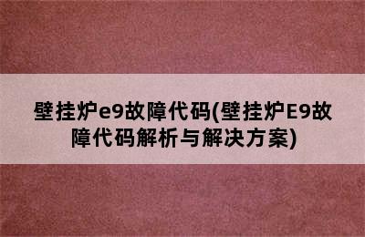 壁挂炉e9故障代码(壁挂炉E9故障代码解析与解决方案)