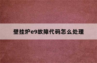 壁挂炉e9故障代码怎么处理