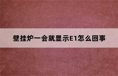 壁挂炉一会就显示E1怎么回事