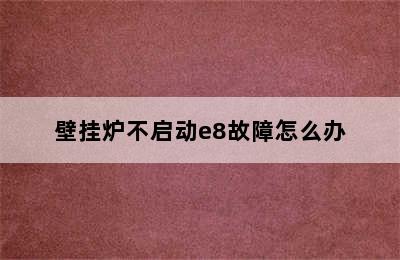 壁挂炉不启动e8故障怎么办