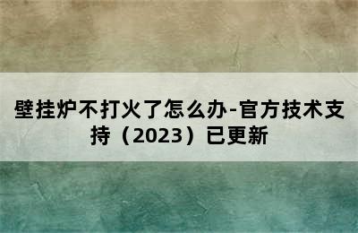 壁挂炉不打火了怎么办-官方技术支持（2023）已更新