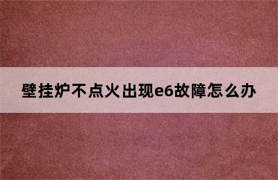 壁挂炉不点火出现e6故障怎么办