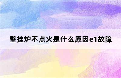 壁挂炉不点火是什么原因e1故障