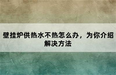 壁挂炉供热水不热怎么办，为你介绍解决方法