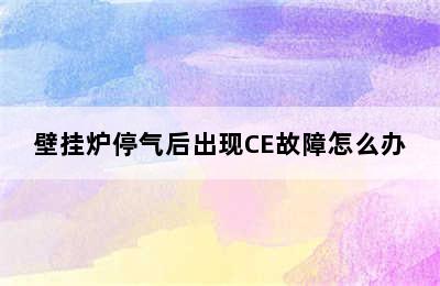 壁挂炉停气后出现CE故障怎么办