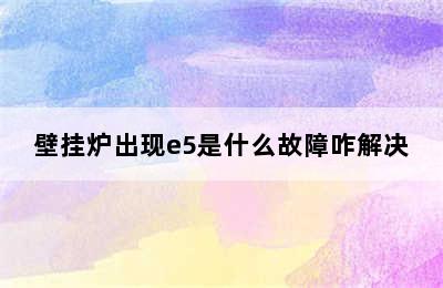 壁挂炉出现e5是什么故障咋解决